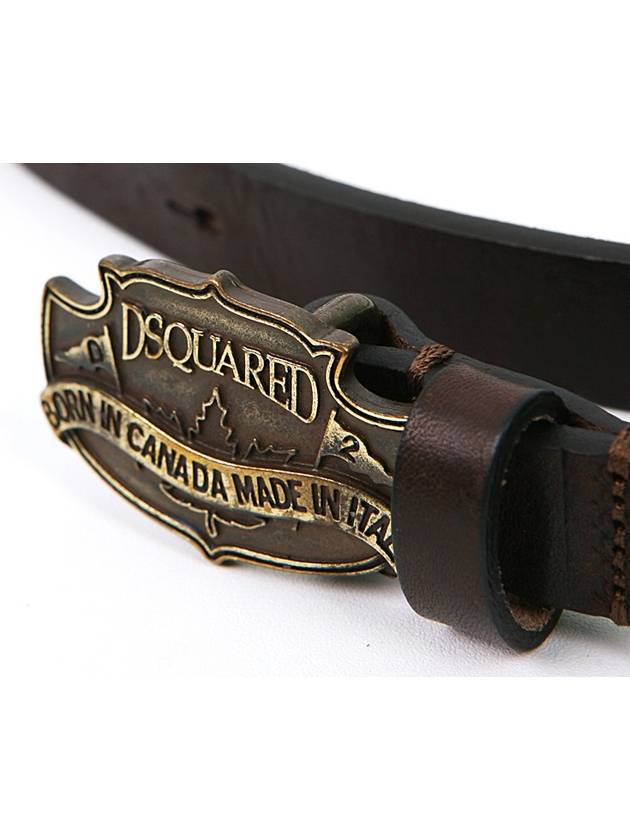 Men's Suede Leather Belt Brown - DSQUARED2 - BALAAN 3