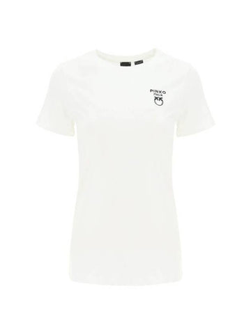 Logo Round Short Sleeve T-Shirt White - PINKO - BALAAN 1