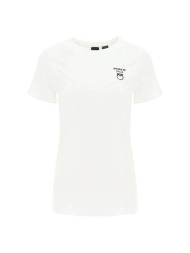 Logo Round Short Sleeve T-Shirt White - PINKO - BALAAN 1