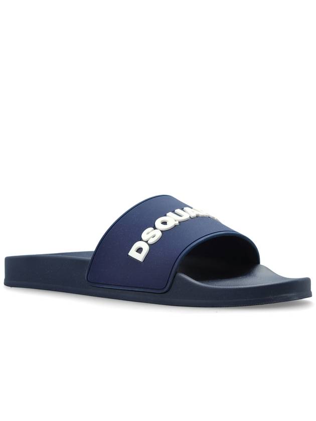 Dsquared2 Slides With Logo, Men's, Navy Blue - DSQUARED2 - BALAAN 4