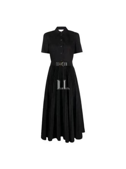 Poplin Pleated Shirt Long Dress Black - TORY BURCH - BALAAN 2