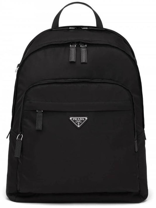 Triangle Logo Saffiano Re Nylon Backpack Black - PRADA - BALAAN 1