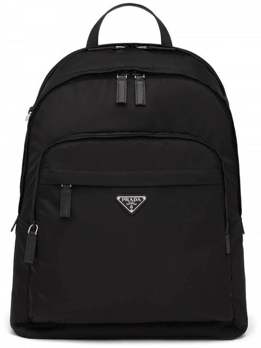Triangular Logo Saffiano Re Nylon Backpack Black - PRADA - BALAAN 1