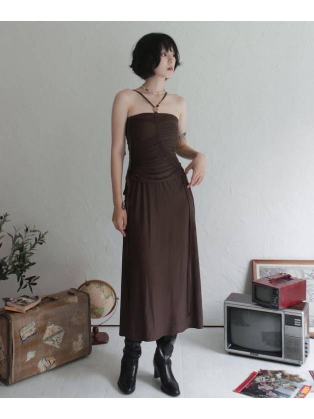 Shirring strap tube long dress brown - RUBATI - BALAAN 2