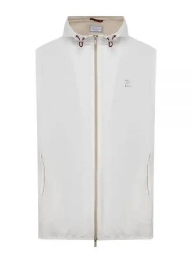 Drawstring Hooded Zipper Vest White - BRUNELLO CUCINELLI - BALAAN 2