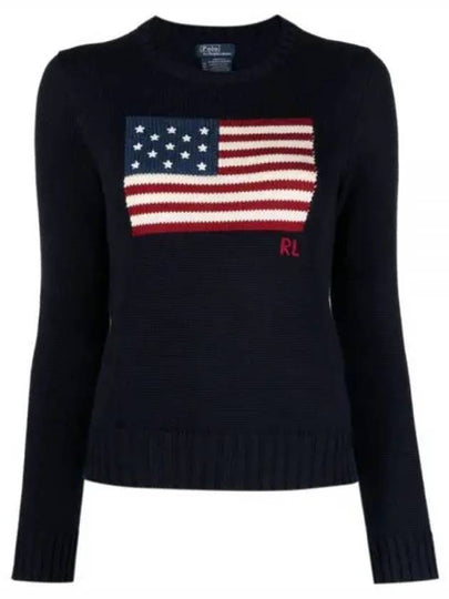 Flag Cotton Crew Neck Knit Top Navy - POLO RALPH LAUREN - BALAAN 2