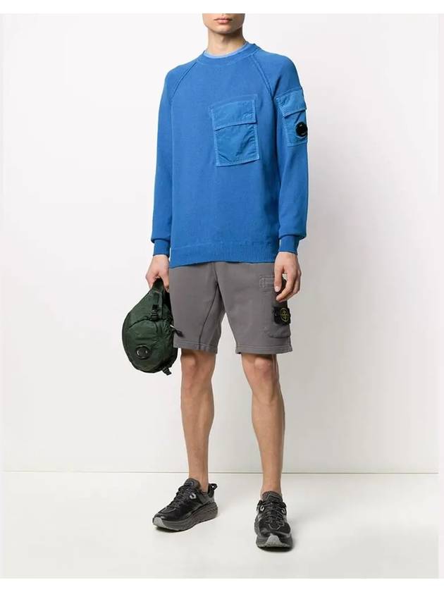 Men's Lens Wappen Pocket Cotton Knit Top Blue - CP COMPANY - BALAAN 5