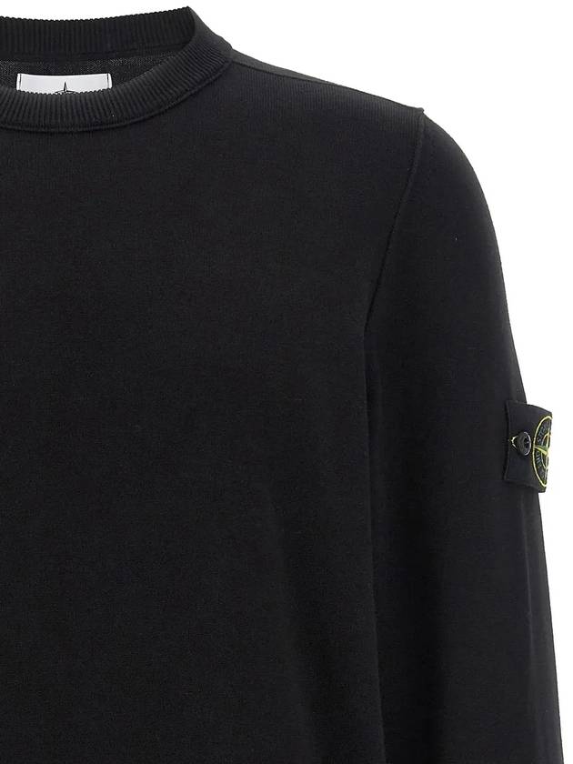 5100053 Soft Organic Cotton Small Roll Details Crewneck Sweatshirt Black - STONE ISLAND - BALAAN 4