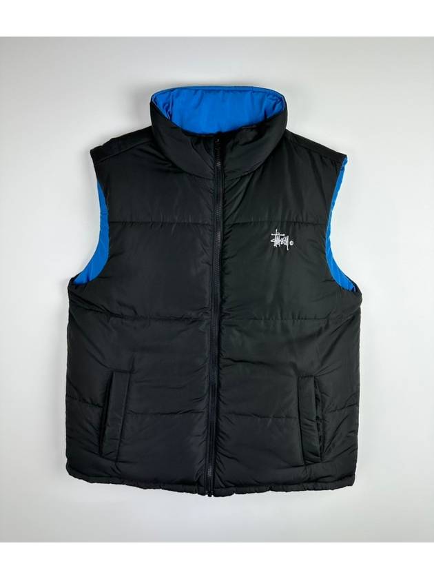 Graffiti Reversible Puffer Vest Mid Blue Black - STUSSY - BALAAN 2