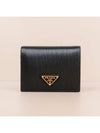 Vitello Triangular Logo Half Wallet Black - PRADA - BALAAN 2