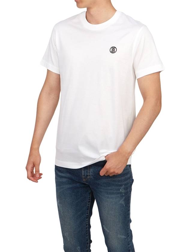 Embroidered Monogram Organic Cotton Short Sleeve T-Shirt White B0651081898 - BURBERRY - BALAAN 5