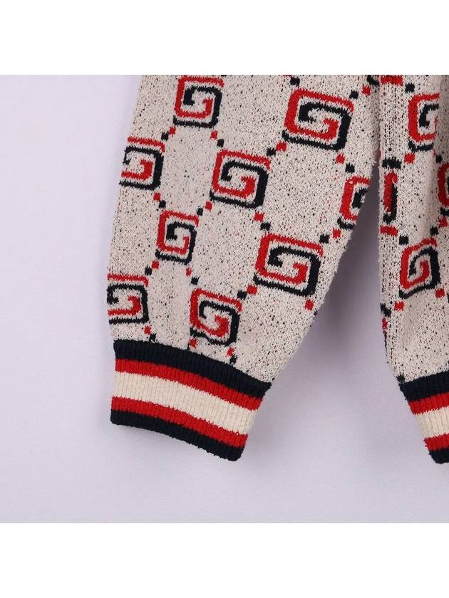 GG Cotton Jacquard Zipper Cardigan Ivory Red - GUCCI - BALAAN 5