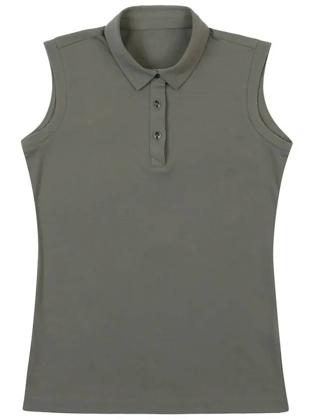 Golf Wear C P Lecture Basic Sleeveless T-Shirt KHAKI - WHITEBALL - BALAAN 4