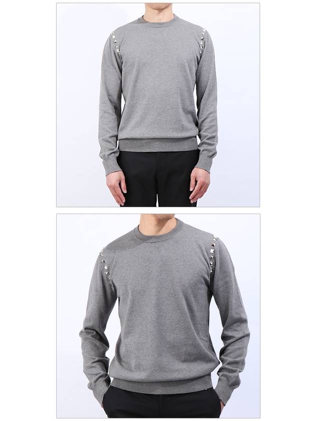 Men's Studded Round Knit Top Grey - LES HOMMES - BALAAN 3