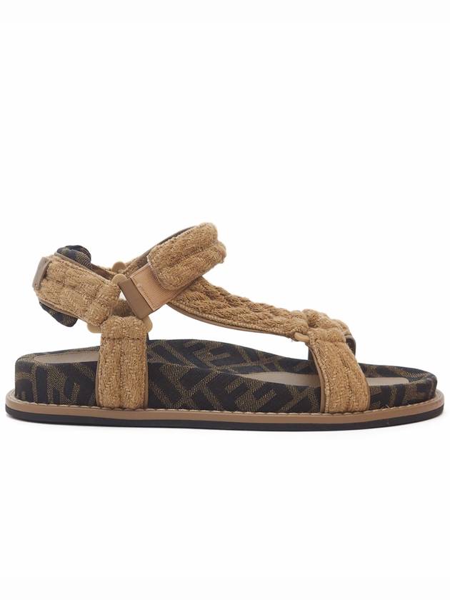 FF Jacquard Fabric Sandals Brown - FENDI - BALAAN 2