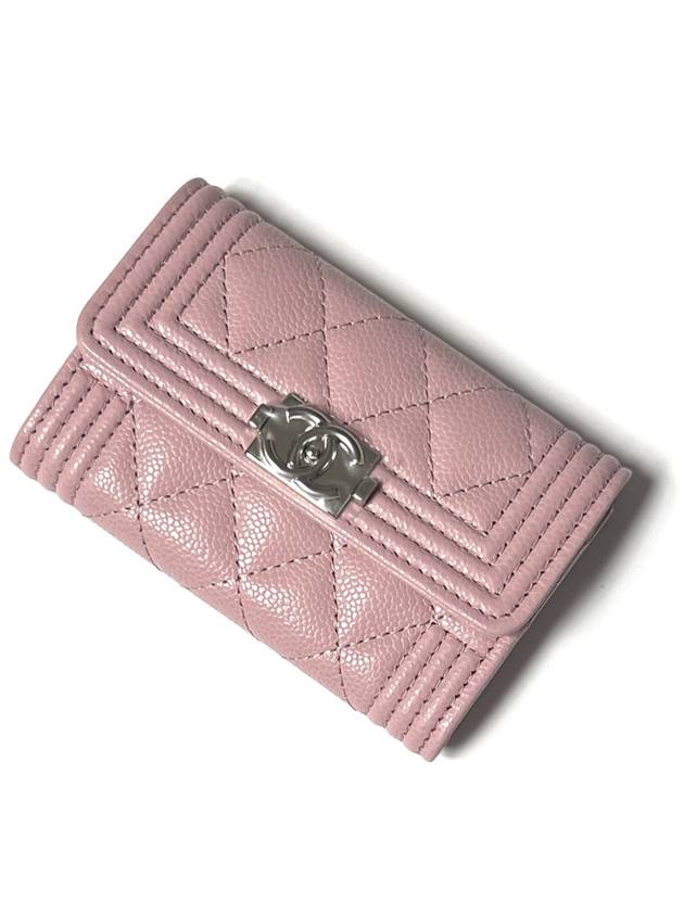 Boy Silver Caviar Card Wallet Pink - CHANEL - BALAAN 8