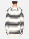 Striped Motif Cotton Long Sleeve T-shirt Beige Navy - JIL SANDER - BALAAN 3