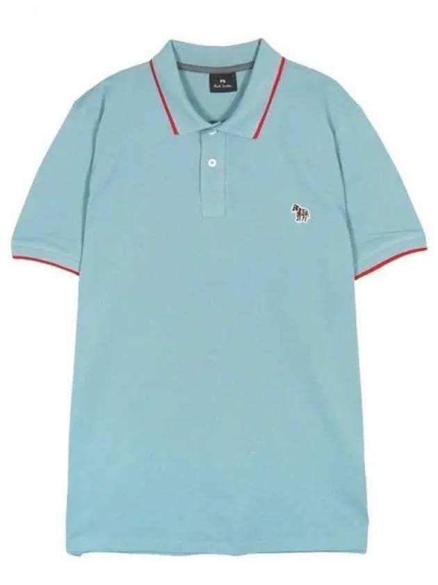 Zebra Logo Regular Fit Short Sleeve Polo Shirt Blue - PAUL SMITH - BALAAN 2