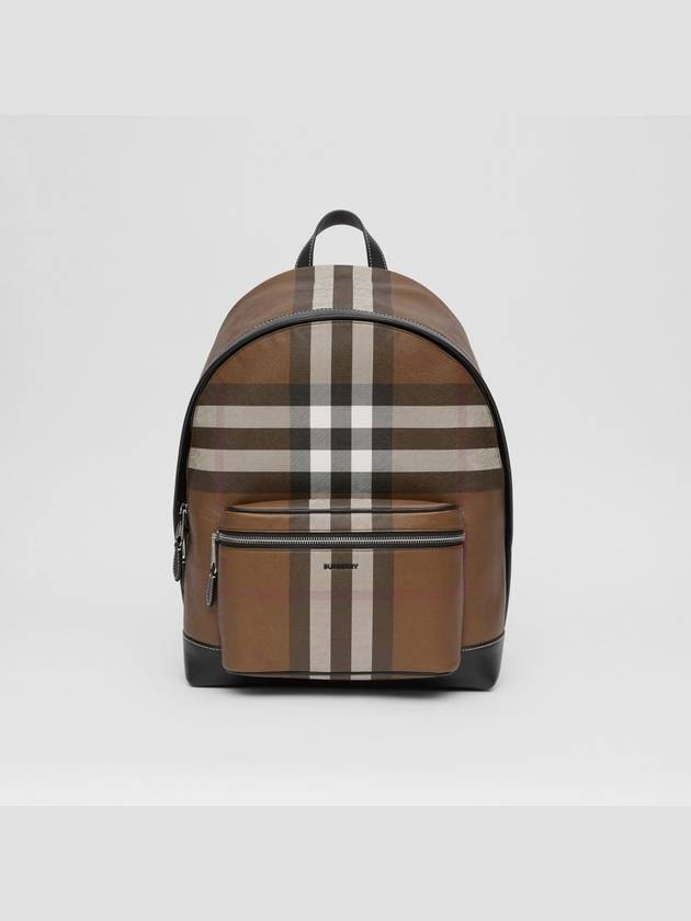 JETT check leather backpack dark brown - BURBERRY - BALAAN 2