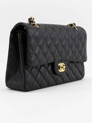 Classic medium flap bag caviar gold champagne shoulder black A01112 - CHANEL - BALAAN 1