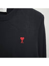 Chain Stitch Heart Logo Long Sleeve T-Shirt Black - AMI - BALAAN 6