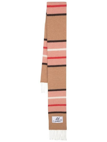 Striped Brushed Scarf Brown - MARNI - BALAAN 1