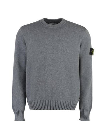 Logo Patch Knit Top Grey - STONE ISLAND - BALAAN 1