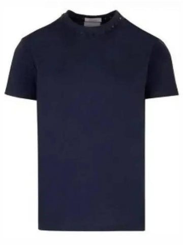 Neck Rockstud Short Sleeve T Shirt Navy 4V3MG08X959598 - VALENTINO - BALAAN 1