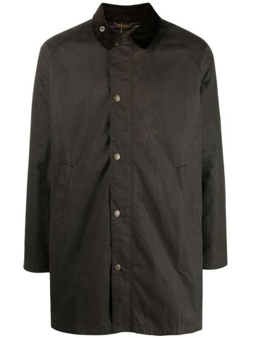 Men's Macklow Wax Zip Up Jacket Olive - BARBOUR - BALAAN 1