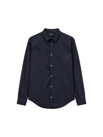 Men s Eagle Logo Button Up Shirt Dark Navy 270832 - EMPORIO ARMANI - BALAAN 1