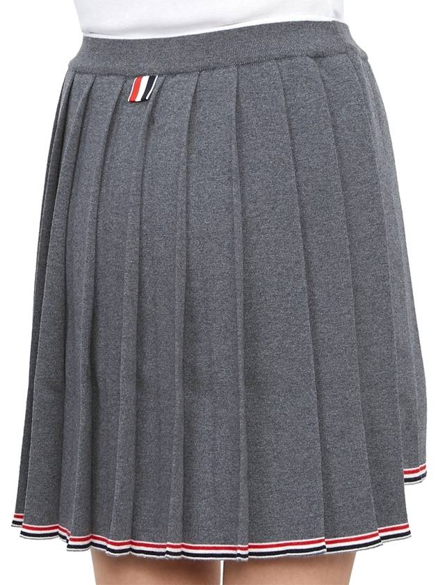 Full Needle Stitch Merino Wool Tipping Pleated Skirt Grey - THOM BROWNE - BALAAN 11