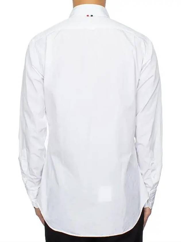 Men's Grosgrain Placket Solid Poplin Long Sleeve Shirt White - THOM BROWNE - BALAAN 4