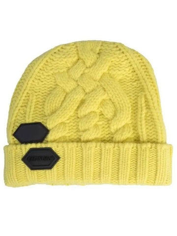 knit pop color wool beanie yellow - OFF WHITE - BALAAN.