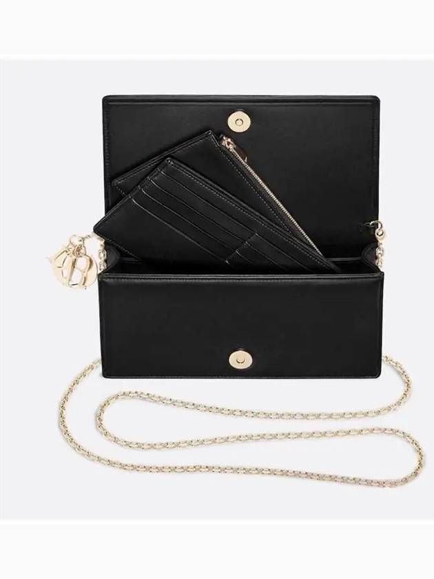 Lady Cannage Lambskin Chain Pouch Bag Black - DIOR - BALAAN 6