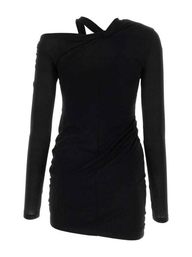 Twisted Asymmetric Mini Dress Black - HELMUT LANG - BALAAN 3