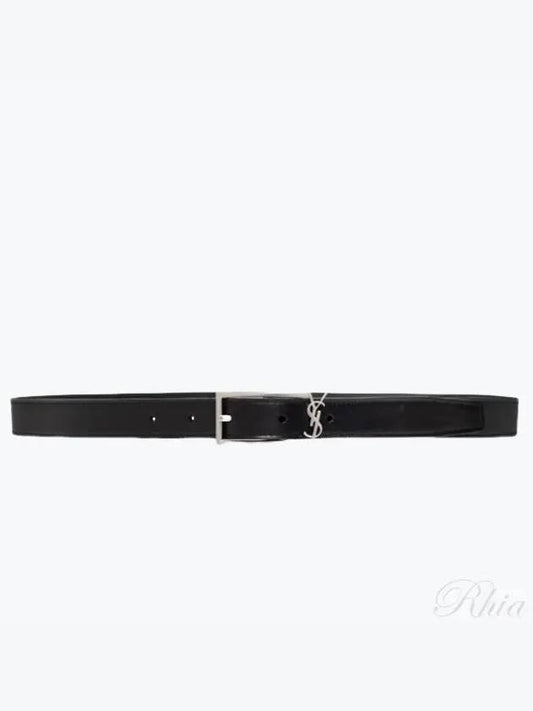 New Cassandre Buckle Leather Belt Black - SAINT LAURENT - BALAAN 2