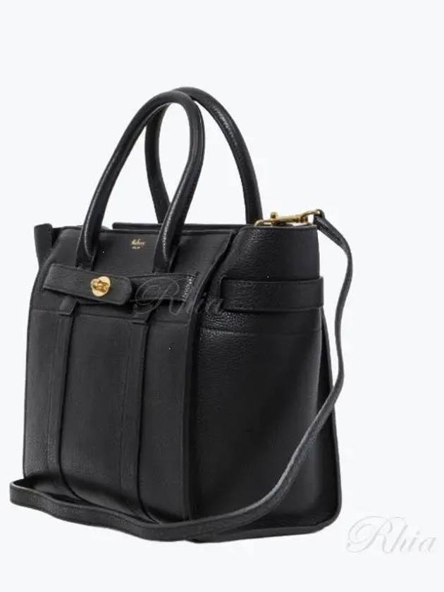 Small Classic Grain Zipper Tote Bag Black - MULBERRY - BALAAN 2