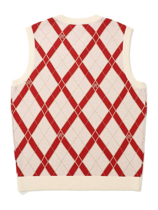 Classic pattern knit vest CREAM MAN - MALBON GOLF - BALAAN 2