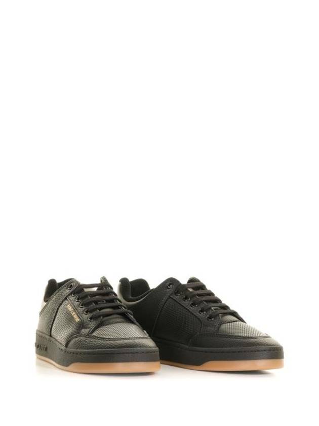 SL 61 Logo Signature Leather Low Top Sneakers Black - SAINT LAURENT - BALAAN 3