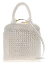 Raffia Effect Crochet Fabric Tote Bag White - MIU MIU - BALAAN 4