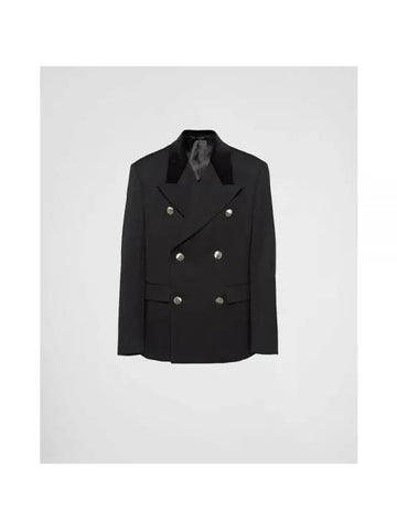 double-breasted wool jacket black UGM2641358F0002SOOO - PRADA - BALAAN 1