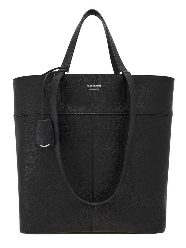 Logo Print Leather Large Tote Bag Black - SALVATORE FERRAGAMO - BALAAN 1