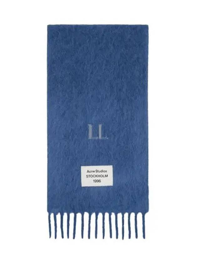 Logo Patch Fringe Muffler Denim Blue - ACNE STUDIOS - BALAAN 2