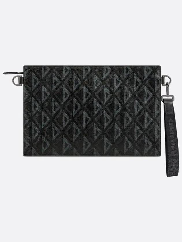 A5 Triangle CD Diamond Canvas Clutch Bag Black - DIOR - BALAAN 4