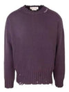 Embroided Logo Distressed Knit Top Dark Raisin - MARNI - BALAAN 2