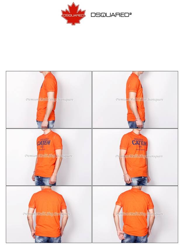 Men's CATEN Dean Dan Pocket Short Sleeve TShirt 74GC0897 Orange - DSQUARED2 - BALAAN 5