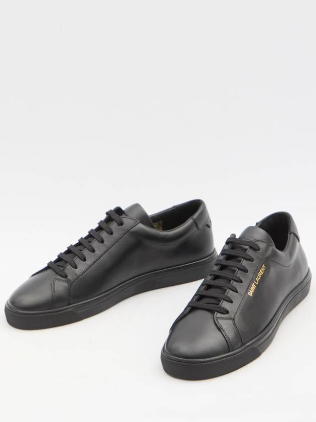 Andy Embossed Logo Leather Low Top Sneakers Black - SAINT LAURENT - BALAAN 6