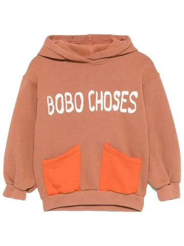 Kids Logo Pocket Hoodie Brown B224AC060 211 - BOBO CHOSES - BALAAN 1