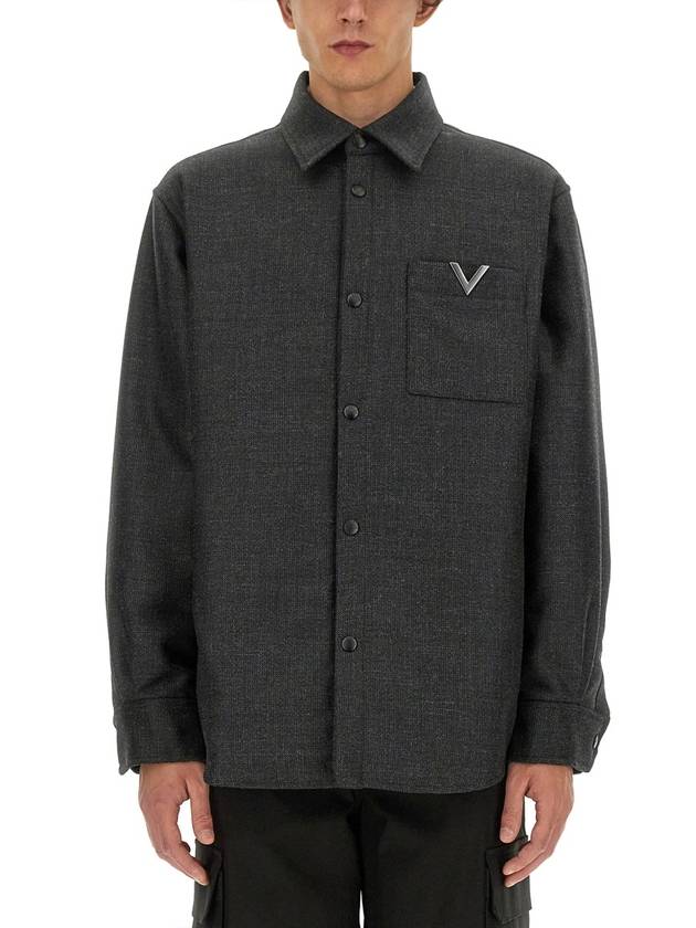 SHIRT JACKET WITH V DETAIL - VALENTINO - BALAAN 1