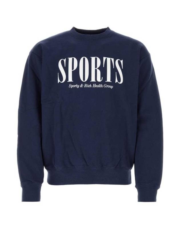 Graphic Print Cotton Sweatshirt Navy - SPORTY & RICH - BALAAN 1